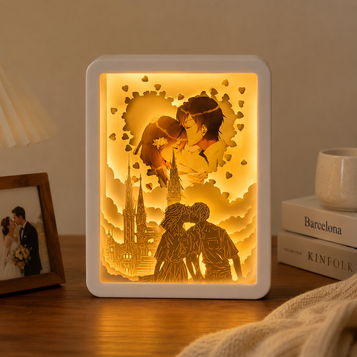 Personalized anniversary photo paper-cut light box