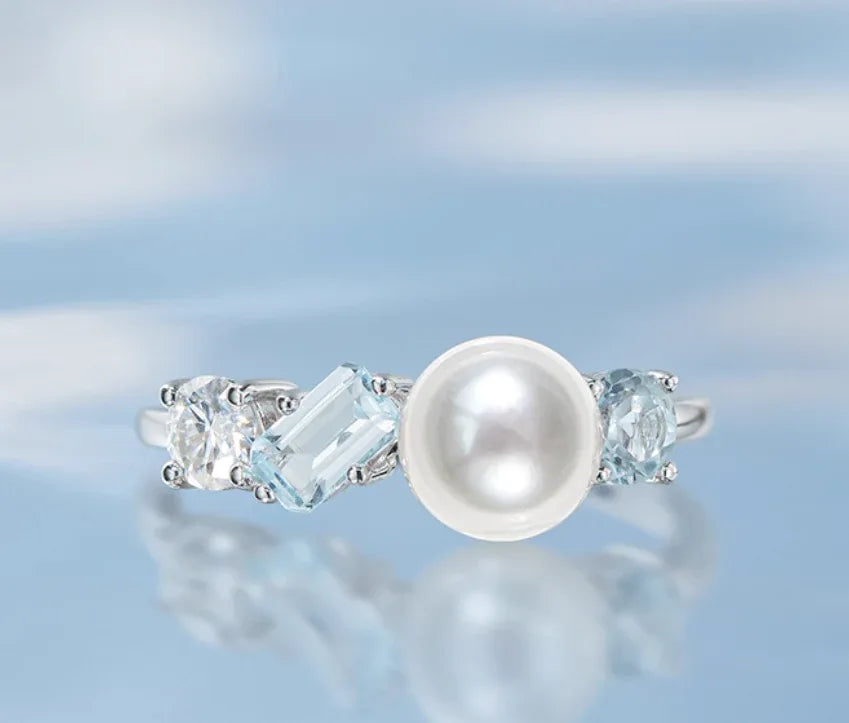 Gemini Ring – Pearl Zodiac Ring (Gemini Symbol & Twin Motif) - OOAKB