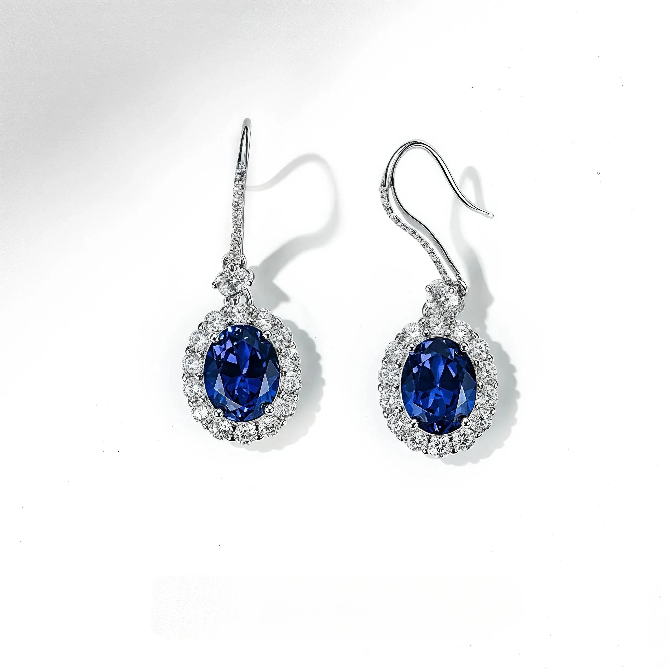 Sapphire Earrings S925 Silver Drop Earrings - OOAKB