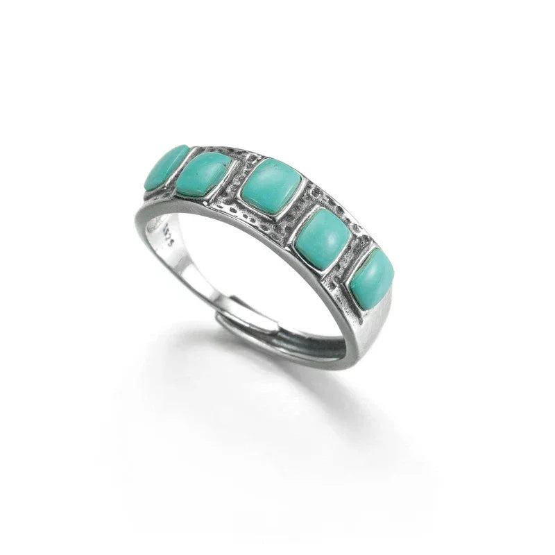 Silver Turquoise Retro Stackable Ring - OOAKB