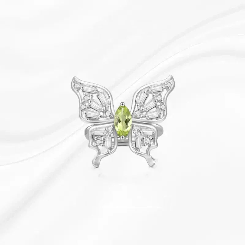 Natural Butterfly Peridot Open Ring - OOAKB