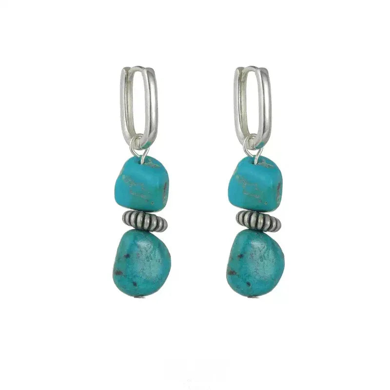 Silver Turquoise Earrings Unisex - OOAKB