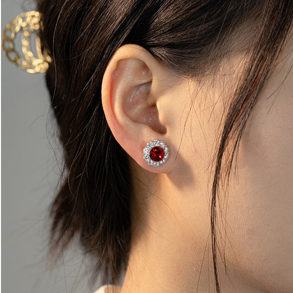 Ruby Earrings S925 Silver Women's Style