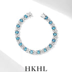 Aquamarine Butterfly Full-Diamond Bracelet S925 Silver Women's Style