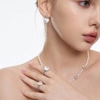 Sparkling Zircon Baroque Heart-Shaped Pearl Ear Cuffs