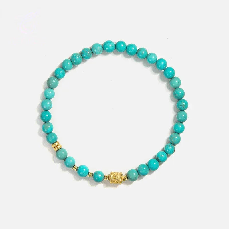 Turquoise Round Bead S925 Silver DIY Bracelet - OOAKB