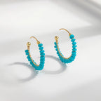 American Turquoise Seed Material C-Shape Earrings