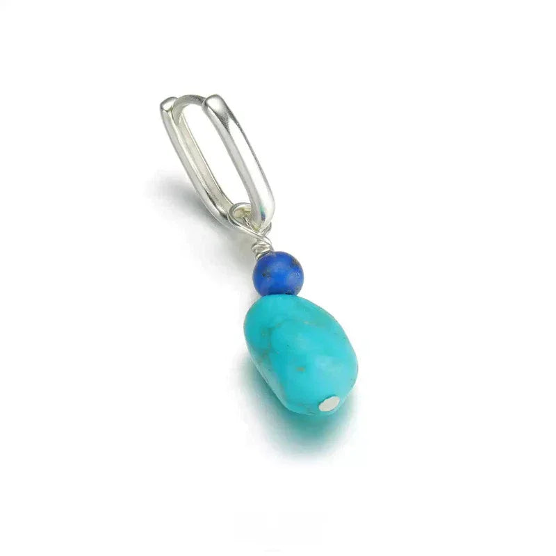 Silver Turquoise & Lapis Lazuli Earrings - OOAKB