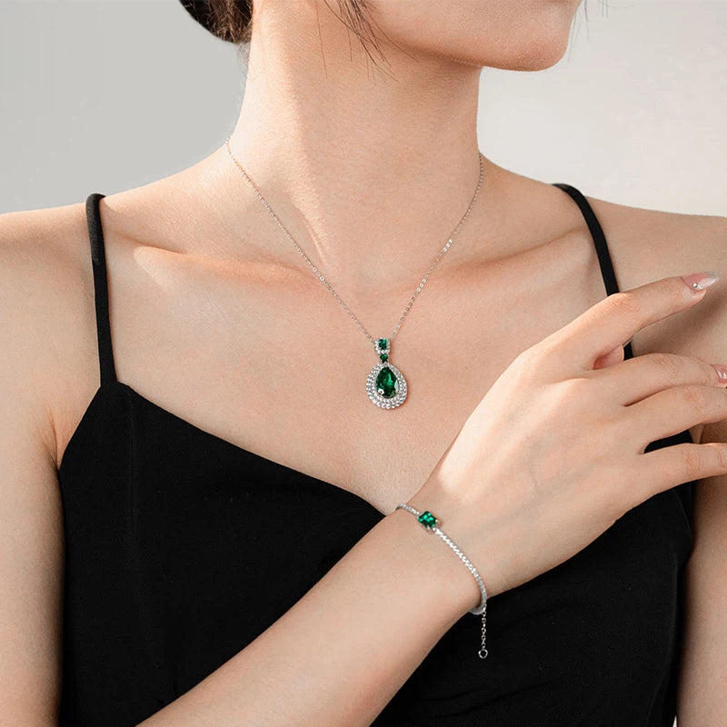 Emerald Small Square Bracelet S925 Silver Women's Style