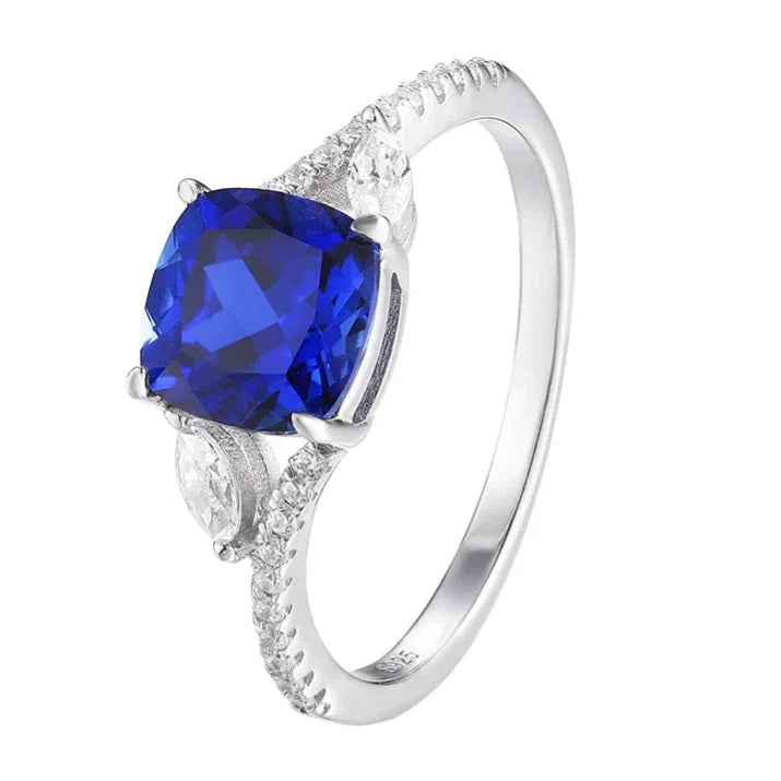 Sapphire S925 Silver Princess Cut Ring - OOAKB