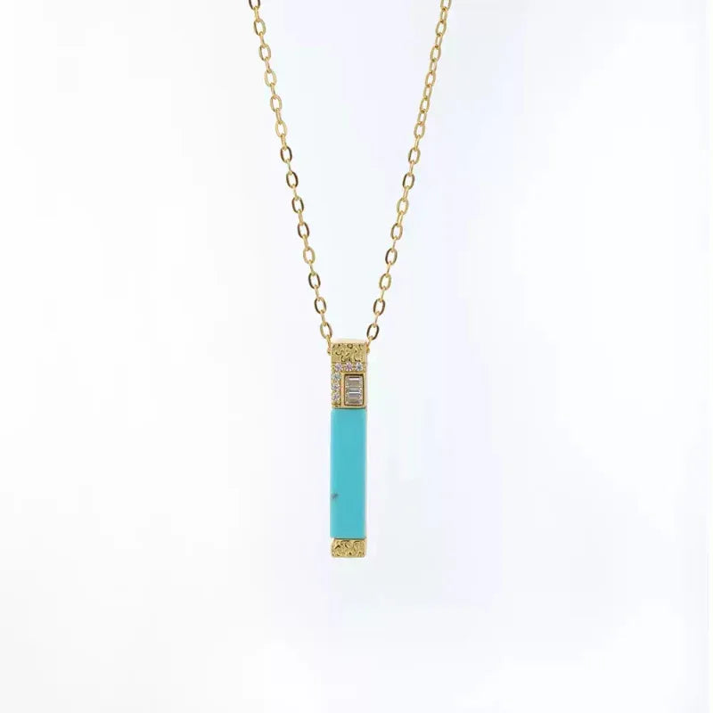 Natural Turquoise Cylindrical Luxury Necklace - OOAKB