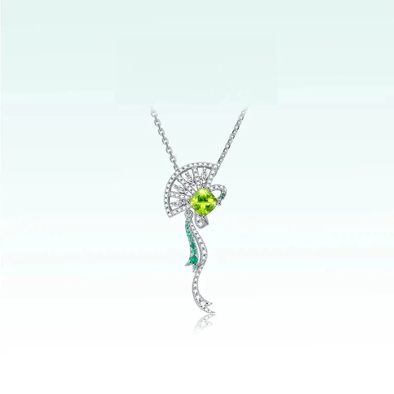 Natural Peridot Fan Tassel Necklace - OOAKB