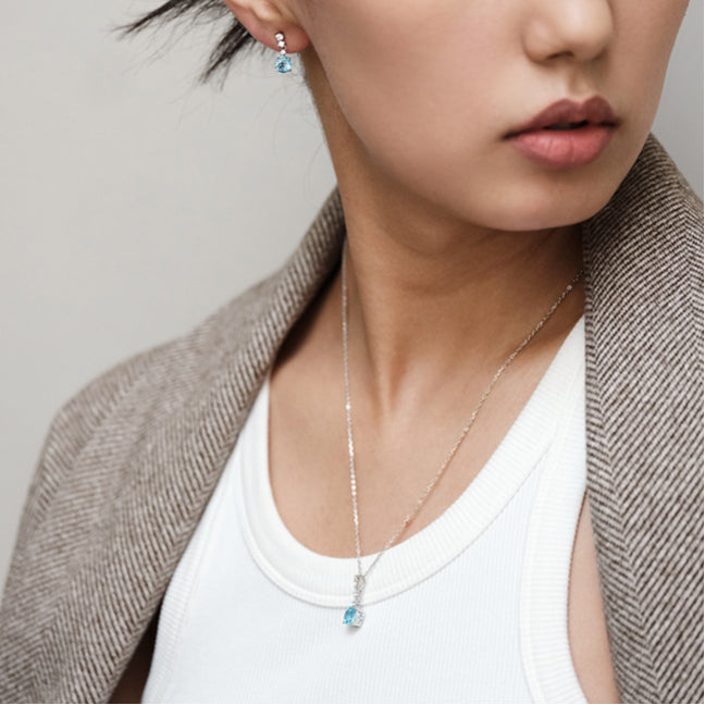 Topaz S925 Rhodium Plated Teardrop Necklace