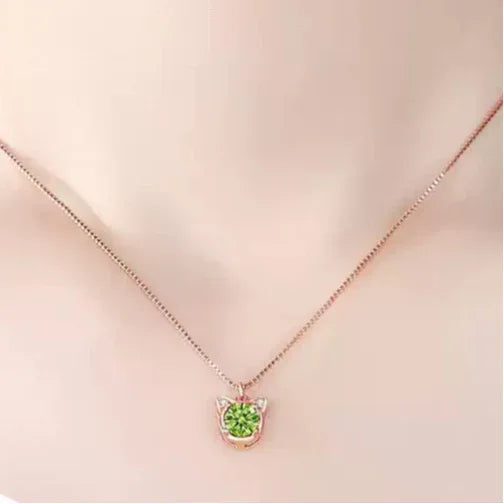 Natural Peridot Cat Luxury Collar Necklace - OOAKB