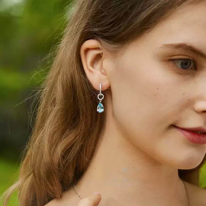 Topaz S925 Silver Teardrop-Shaped Earrings