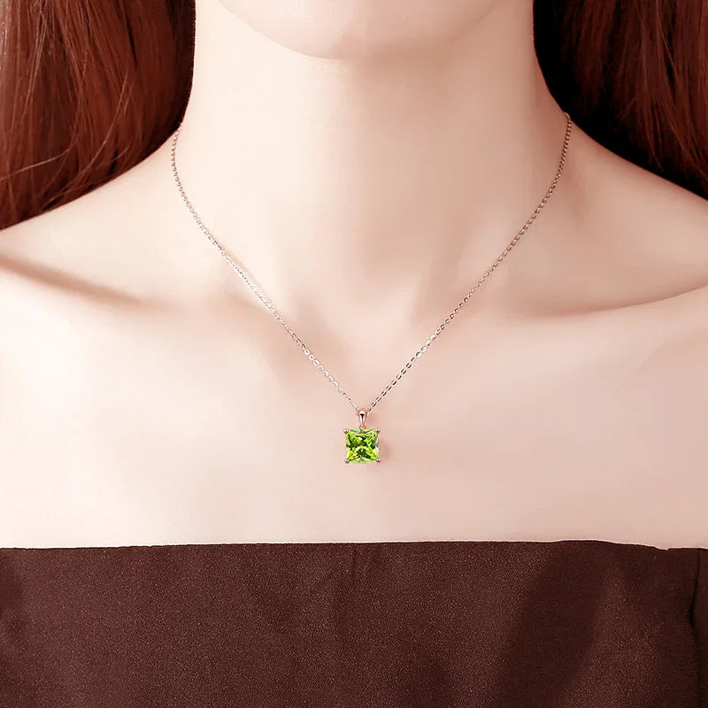 Natural Peridot Square Luxury Collar Necklace - OOAKB
