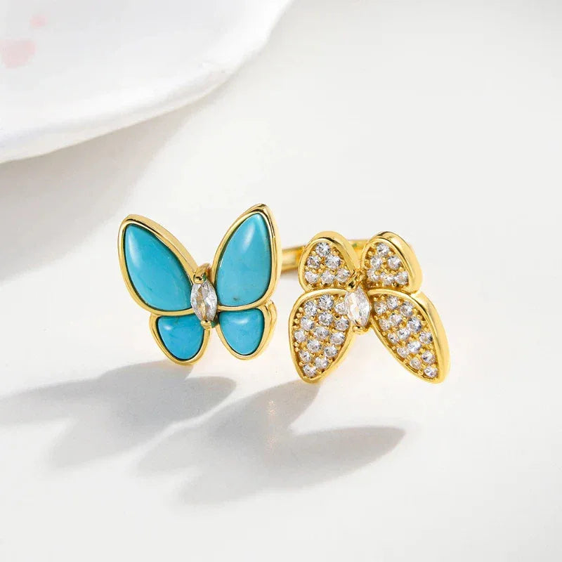 Natural Turquoise Butterfly Luxury Ring - OOAKB