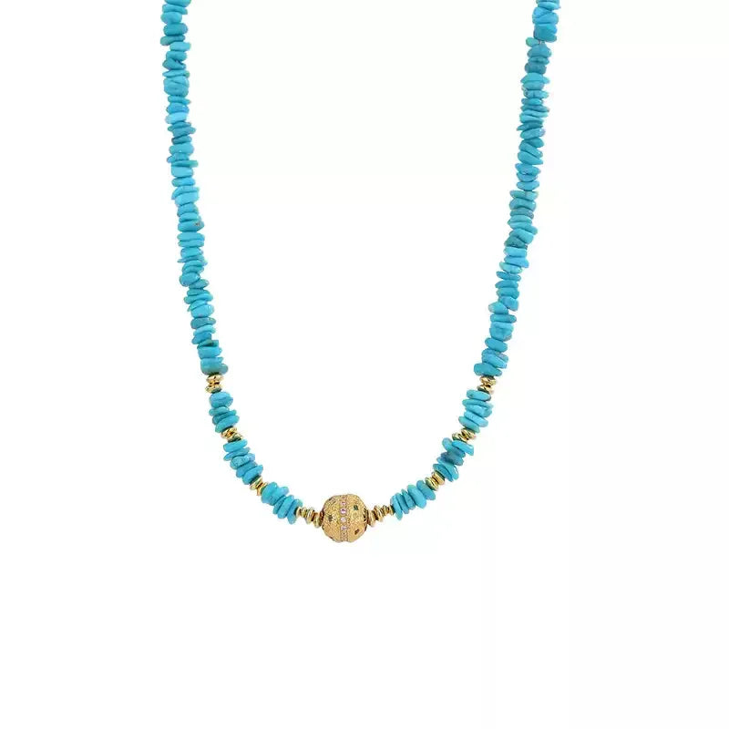 Natural Turquoise Seed DIY Minimalist Exquisite Collar Necklace - OOAKB