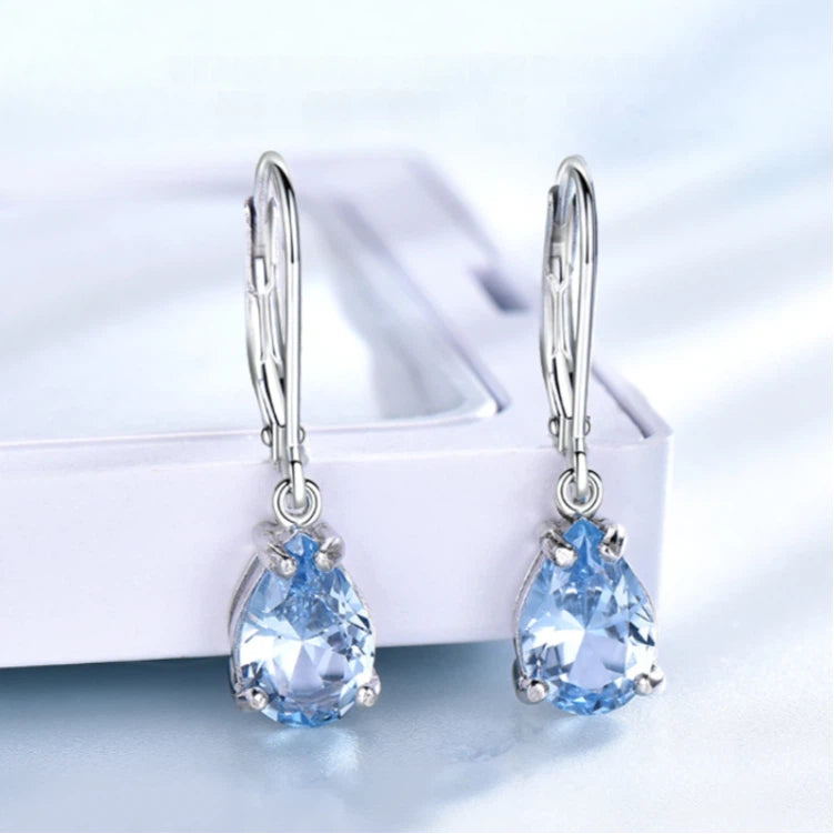 Sea Blue Topaz S925 Silver Closed-Back Earrings