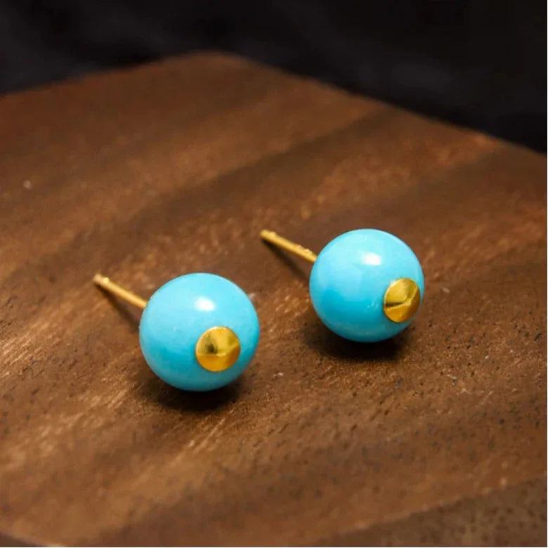 Turquoise Small Round Bead Earrings - OOAKB