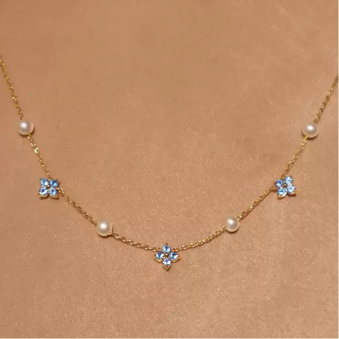 Topaz S925 Silver Pearl Adjustable Necklace