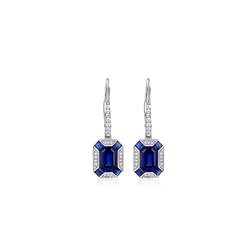 Sapphire S925 Silver White Zircon Frame Earrings - OOAKB