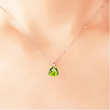 Natural Peridot Triangle Luxury Collar Necklace - OOAKB