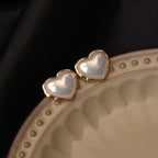 Retro Heart-Shaped Pearl Earrings