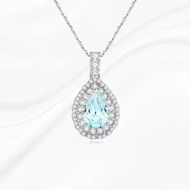 Topaz S925 Silver Teardrop-Shaped Necklace - OOAKB