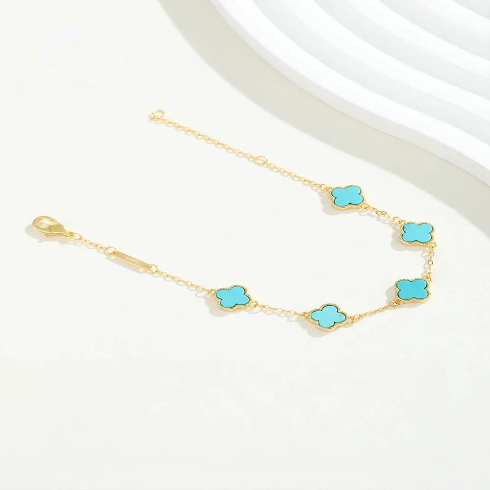 Natural Turquoise Clover Bracelet - OOAKB