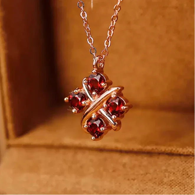 Plated 18K Rose Gold Cross Clover Collarbone Chain - OOAKB