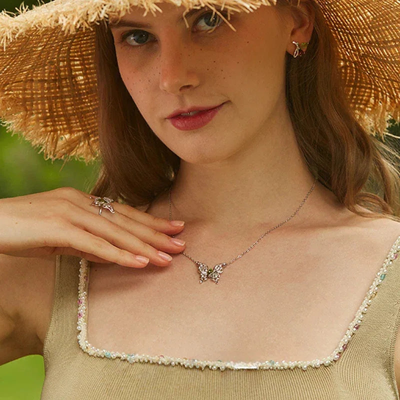 Natural Butterfly Peridot Collar Necklace - OOAKB
