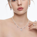 Sparkling Zircon Baroque Heart-Shaped Pearl Collarbone Chain