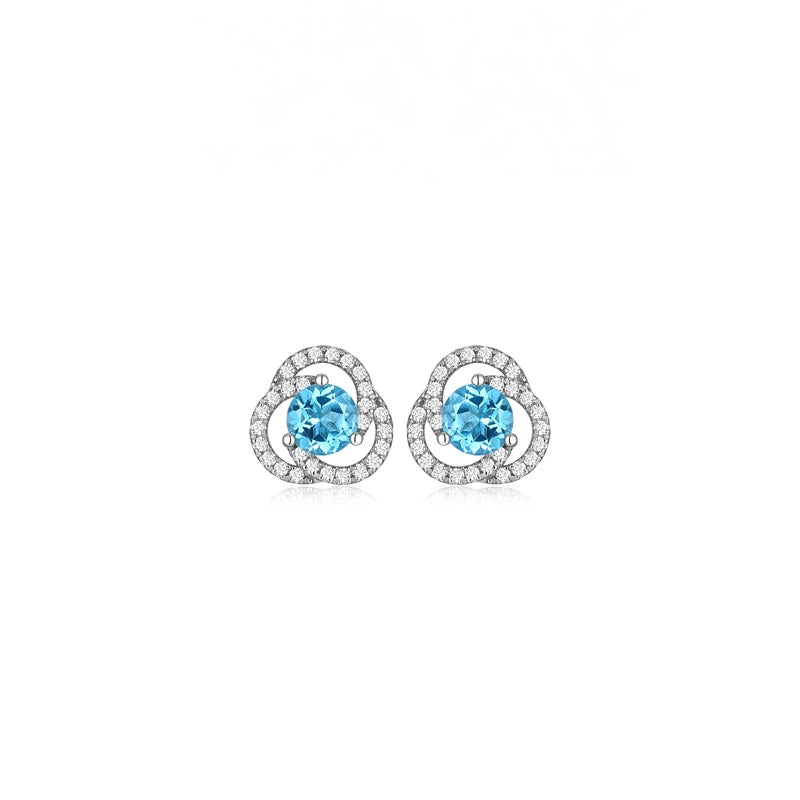 Topaz S925 Rhodium Plated Semi-Circle Earrings