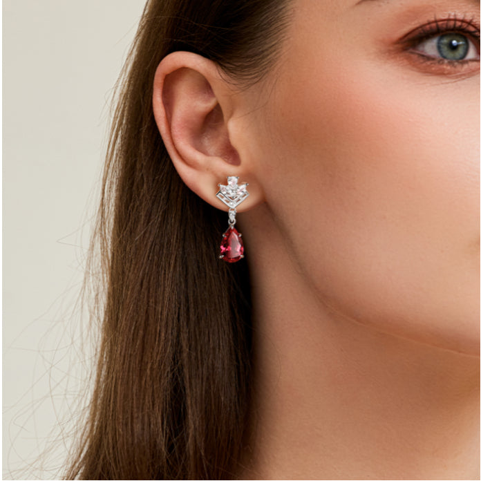 Ruby Flame of Teardrop Light Luxury Earrings