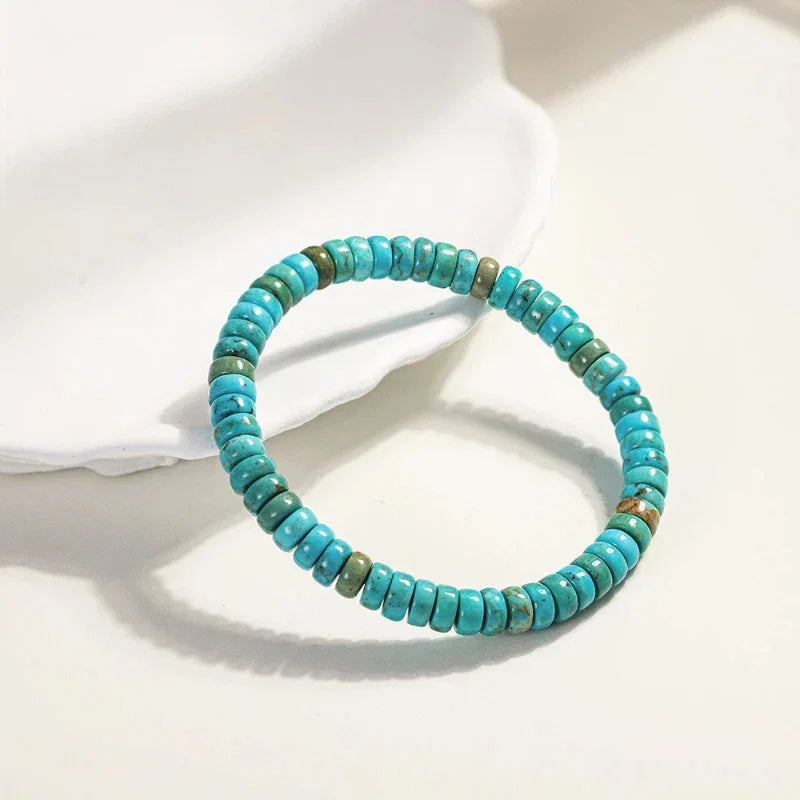 Turquoise Straight-Cut Abacus Bead Bracelet - OOAKB