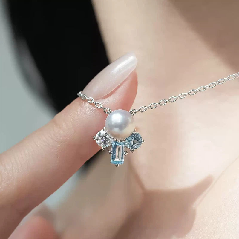Topaz S925 Silver Saltwater Pearl Necklace