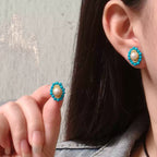American Turquoise Seed Pearl Earrings