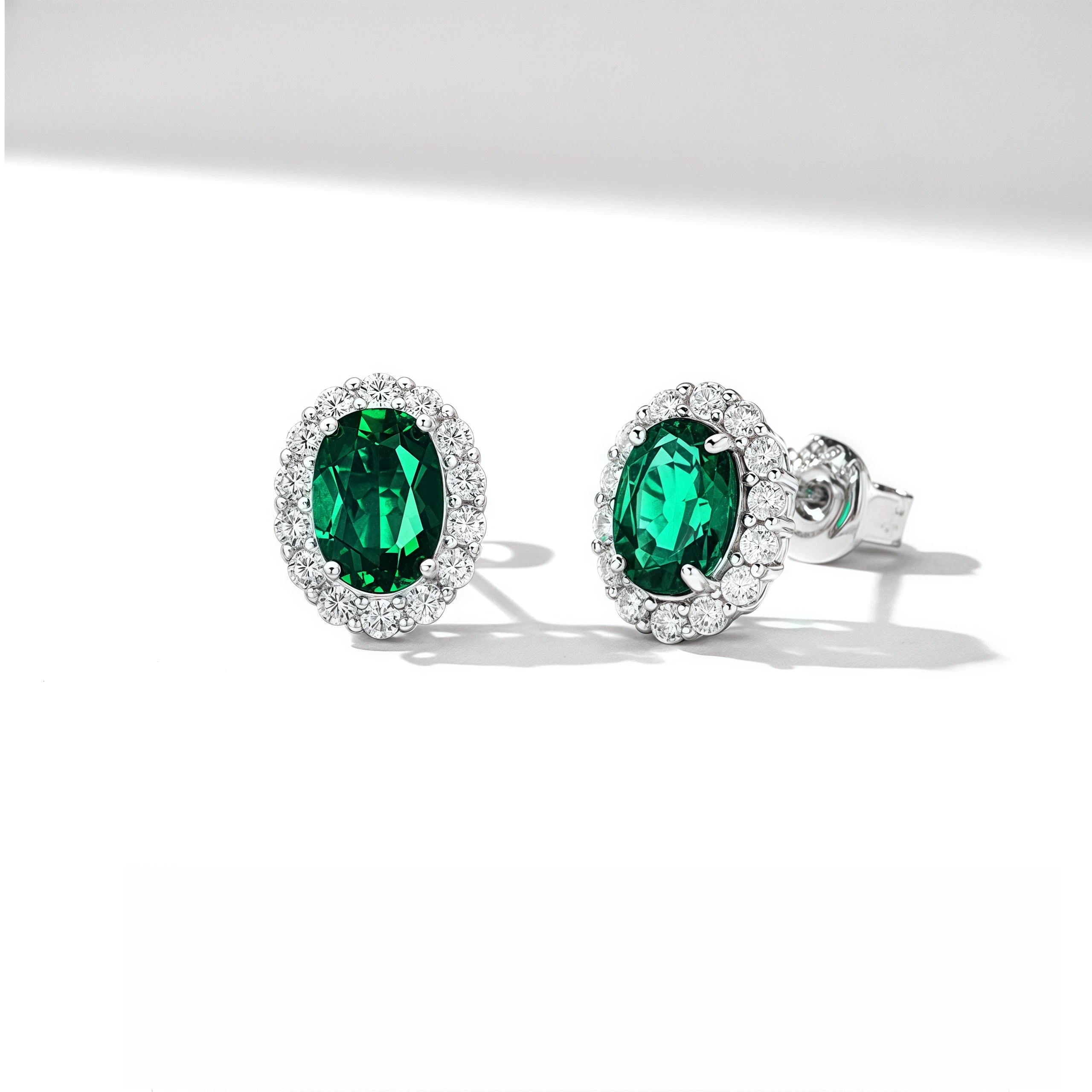 Emerald Sparkle Zircon Earrings S925 Silver Women's Style
