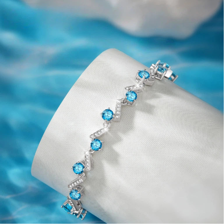 London Blue Topaz S925 Silver Geometric Bracelet