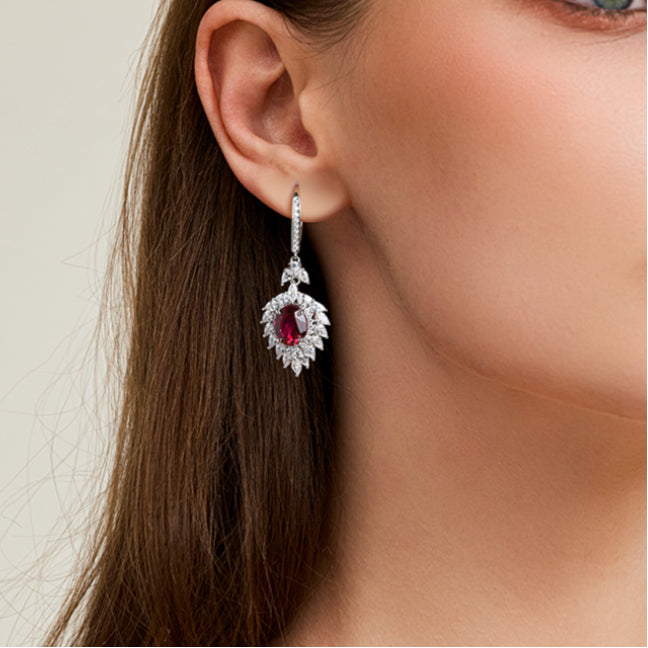 Pigeon-Blood Ruby Pigeon Egg Earrings