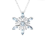 Aquamarine Snowflake Necklace S925 Silver