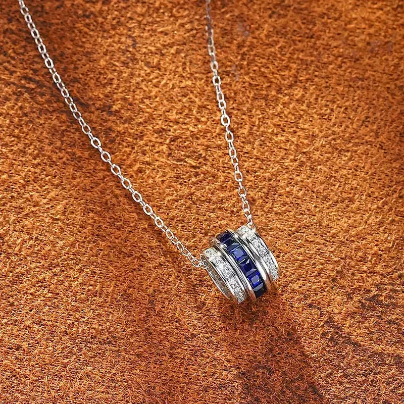 Sapphire S925 Silver Fortune Bead Necklace - OOAKB