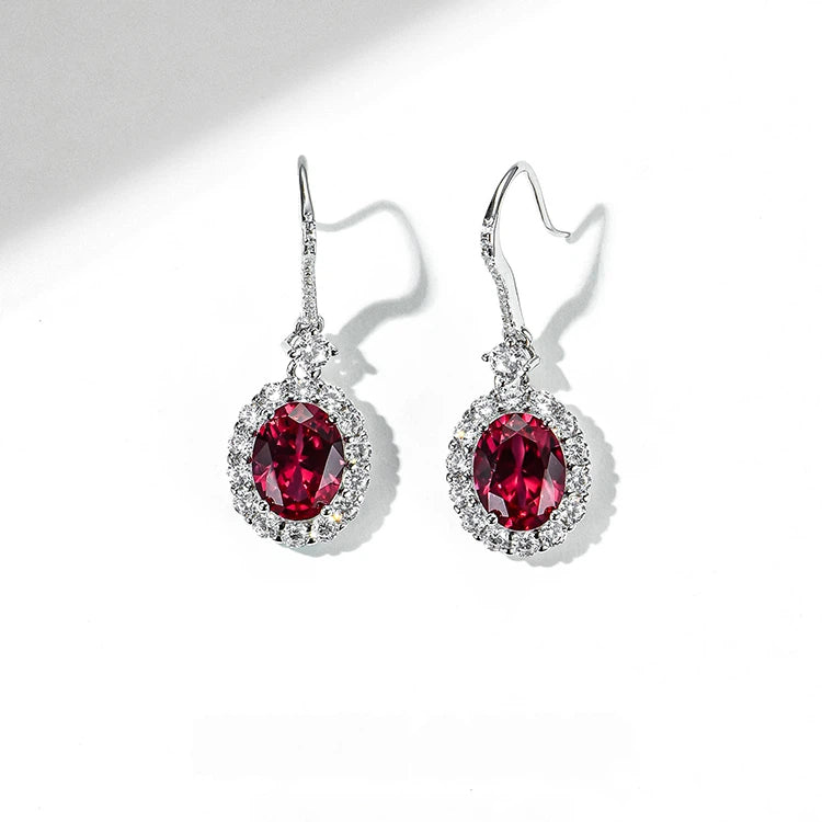 Ruby Earrings S925 Silver Drop Earrings