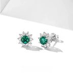 Brilliant Series Emerald Sunflower Earrings