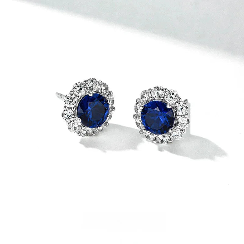 Sapphire Earrings S925 Silver Drop Earrings - OOAKB