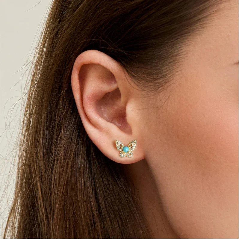 Turquoise Flexible Butterfly Earrings - OOAKB