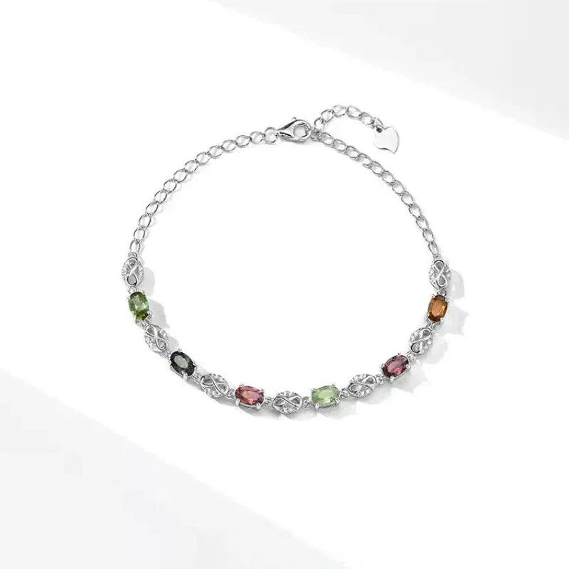 Natural Tourmaline Colorful Bracelet S925 Silver Women's Style - OOAKB