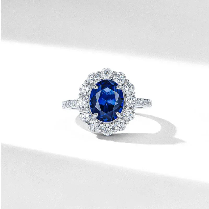 Sapphire Four-Prong Ring S925 Silver Women's Style - OOAKB