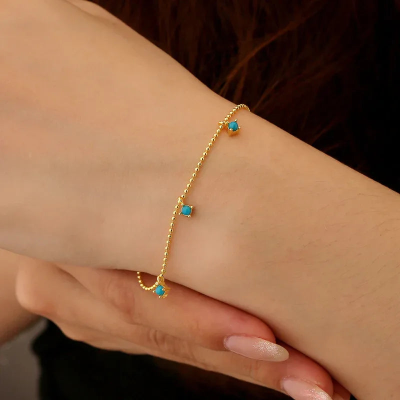 Turquoise Round Bead Starry Sky Bracelet - OOAKB
